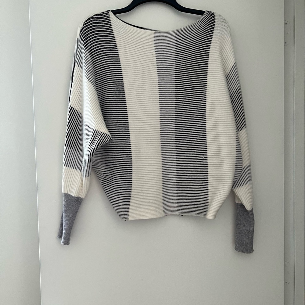 Joan Vass Black and White Striped Sweater